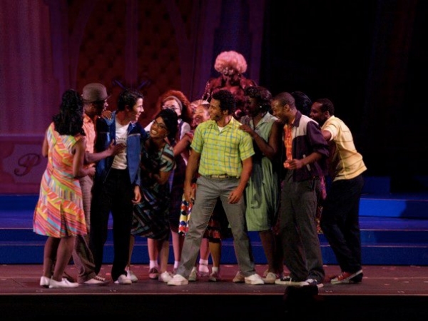 Corbin Bleu and Nick Jonas with the cast of HAIRSPRAY at the Hollywood Bowl Photo