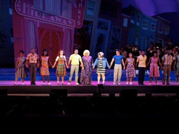 Marissa Jaret Winokur and Nick Jonas and the cast of HAIRSPRAY Opens at the Hollywood Photo
