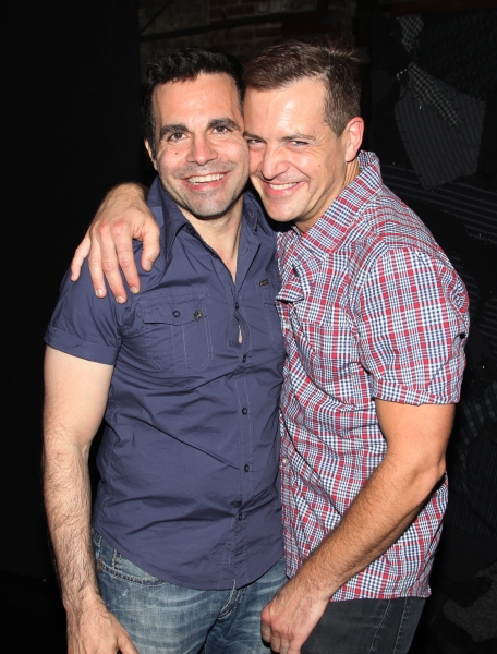 Mario Cantone & Stephen Bienskie attending a performance of the Off-Broadway Smash Hi Photo