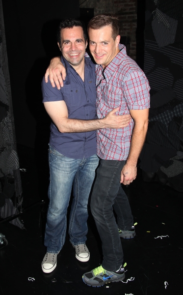 Mario Cantone & Stephen Bienskie attending a performance of the Off-Broadway Smash Hi Photo