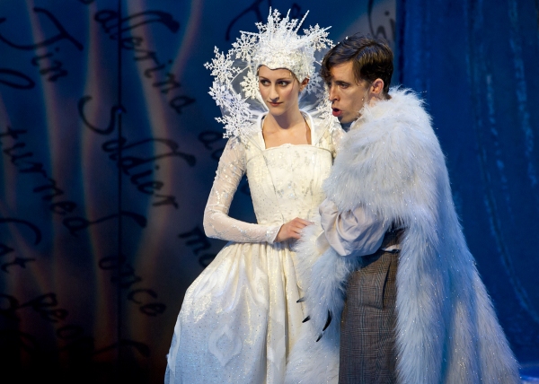 Lesley McKinnell* as The Ice Queen and Kevin Cahoon* as Hans Christian Andersen Photo