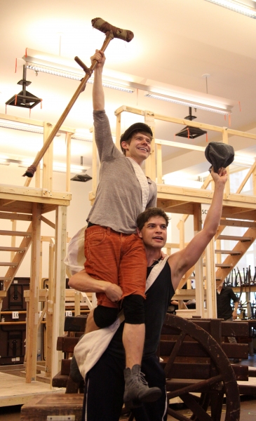 Andrew Keenan-Bolger & Jeremy Jordan with the cast of 'Newsies', attend an In Studio  Photo