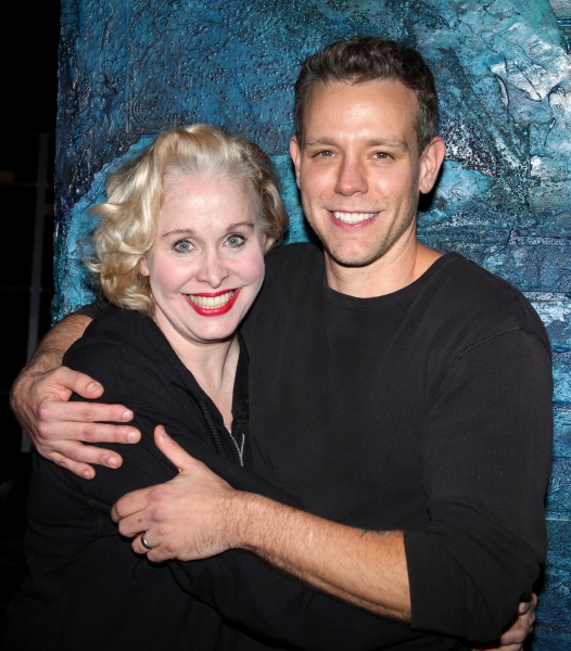 Adam Pascal with Nancy Opel celebrating his Birthday backstage after his first perfor Photo