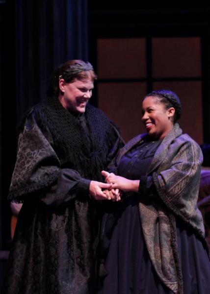 Mary Todd Lincoln (Jan Lee) and her seamstress Mrs. Keckley (Joetta Wright) in A Civi Photo