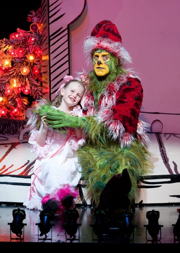 Remy Margaret Corbin as Cindy-Lou Who and Steve Blanchard as The Grinch Photo