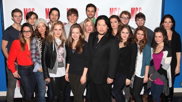 Molly Ranson, Marin Mazzie, Director Stafford Arima with ensemble cast members Photo