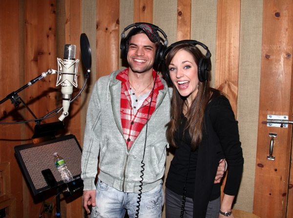 Jeremy Jordan & Laura Osnes at the Original Broadway Cast Recording of  'Bonnie & Cly Photo