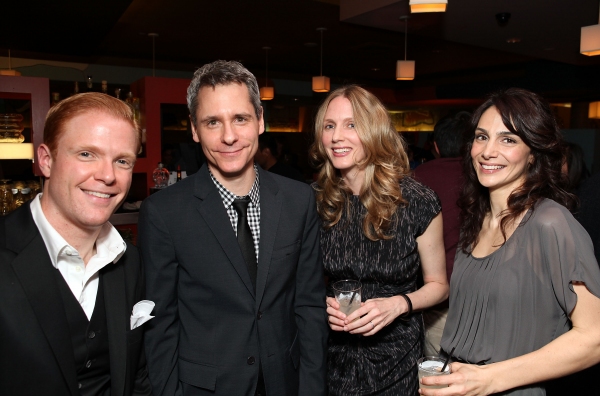 Cast member Brendan Griffin, Playwright Bruce Norris and cast members Christina Kirk  Photo