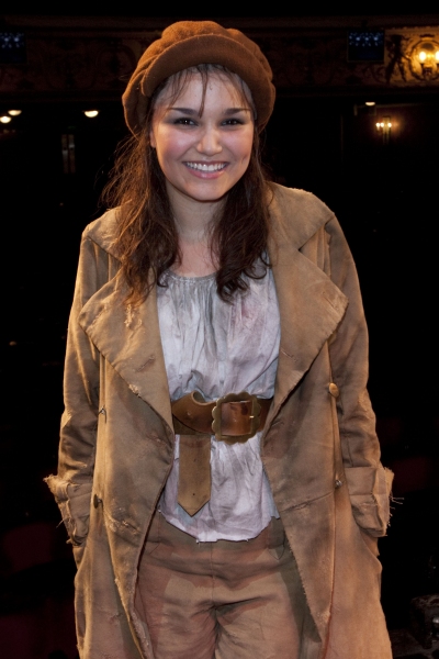 Samantha Barks (Eponine) backstage after the curtain call of LES MISERABLES at the Qu Photo