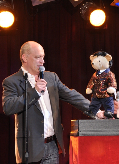 Donnie Kehr and The Frankie Vali Bear from Jersey Boys Photo