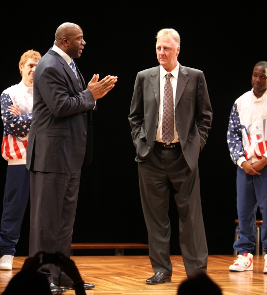 Earvin 'Magic' Johnson & Larry Bird with Tug Coker & Kevin Daniels  Photo