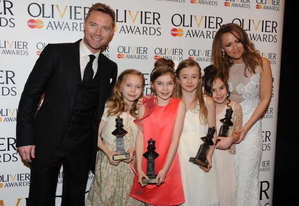 Kimberly Walsh and Ronan Keating with (L- R) Sophia Kiely, Eleanor Worthington Cox, K Photo