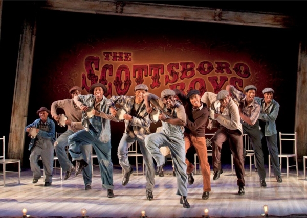 The cast of the West Coast Premiere of The Scottsboro Boys: (from left) Nile Bullock, Eric Jackson, David Bazemore, Christopher James Culberson, James T. Lane, Clinton Roane, Clifton Duncan, Clifton Oliver and Shavey Brown at 