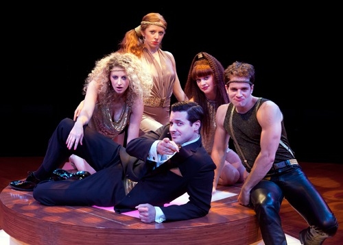Heath Calvert as Byron (bottom) with Lauren Molina, Kate Morgan Chadwick, Jenni Barbe Photo