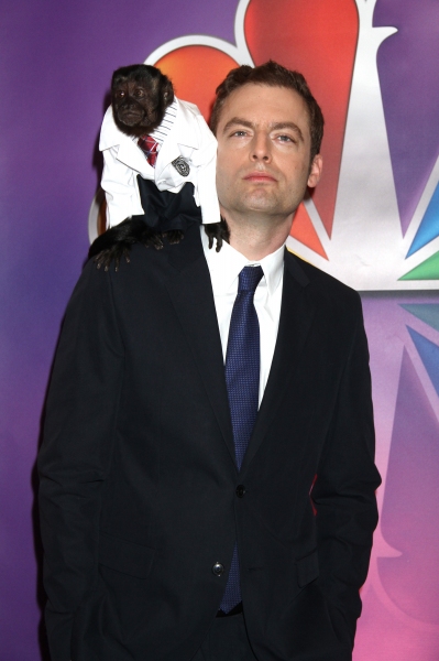 Justin Kirk with Crystal the monkey Photo