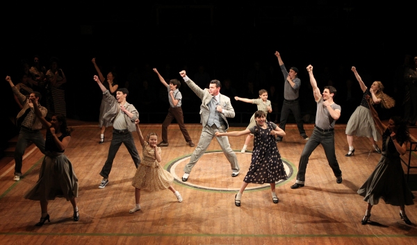 Burke Moses as Harold Hill and the cast of Arena Stage at the Mead Center for America Photo