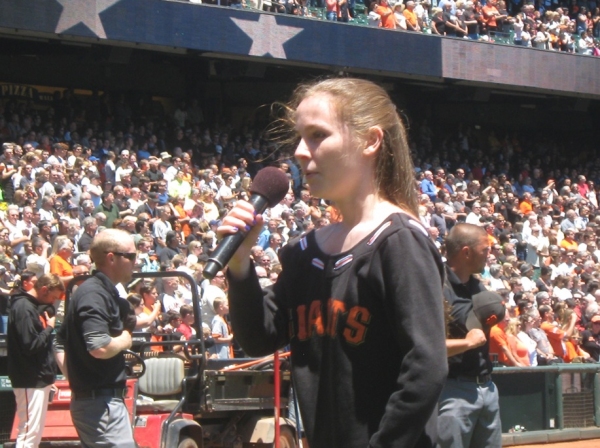 Photo Flash: Julia Belanoff Sings National Anthem at Giants Game 