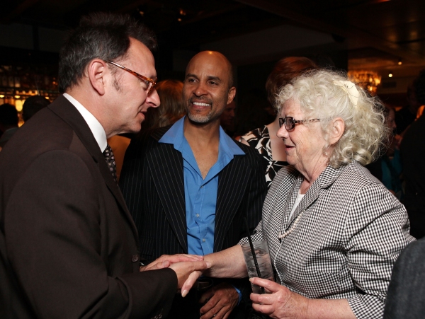 Micheal Emerson, cast member Julio Monge and Book & Lyrics Writer Ellen Fitzhugh
 Photo