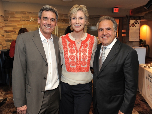 Randall Arney, Jane Lynch and Jim Gianopulos attend the "Backstage At The Geffen" Fun Photo