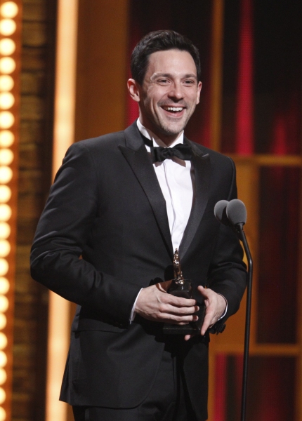 Steve Kazee accepts the award for best performance by an actor in a leading role in a Photo