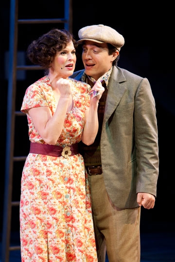 Allison Spratt Pearce as Phoebe and Christopher Salazar as Silvius in The Old Globe's Photo