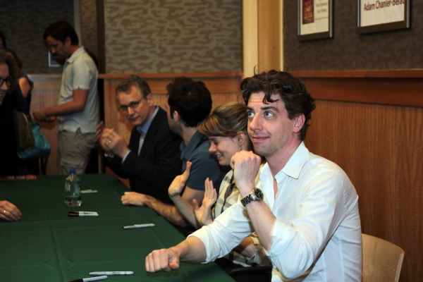 Christian Borle, Celia Keenan-Bolger, Adam Chanler-Berat, Rick Elice at 