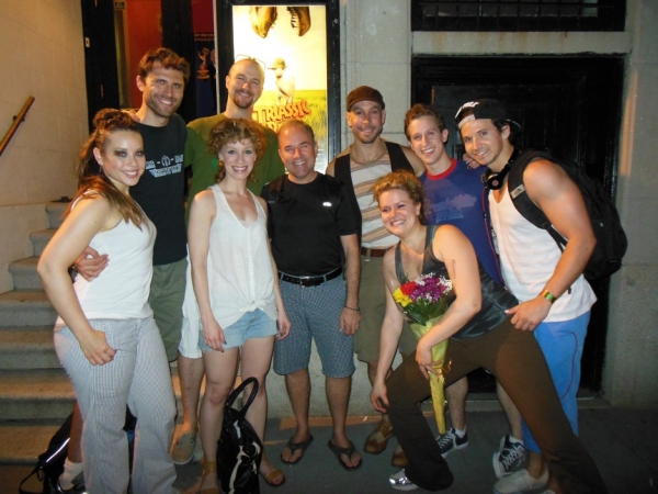 Stephen Flaherty (center) with the cast of TRIASSIC PARQ The Musical. Photo