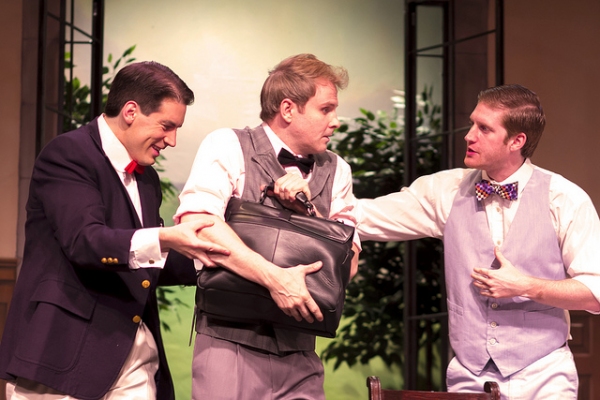 Marty Blair as Charley Wykeham, Kevin Dean as Lord Babberly Fancourt, and Blake Weir  Photo