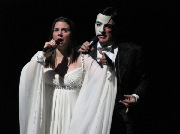 Peter Karrie and Brenna Conrad sing "The Phantom of the Opera" Photo