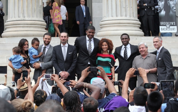 Photo Flash: BP Markowitz Welcomes Joe Johnson and Deron Williams at Brooklyn Nets Pep Rally Image