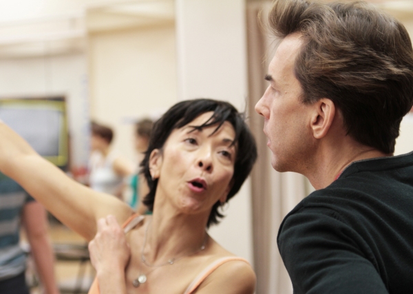 Choreographer JoAnn Hunter walks Michael Andrew through a dance number. Photo